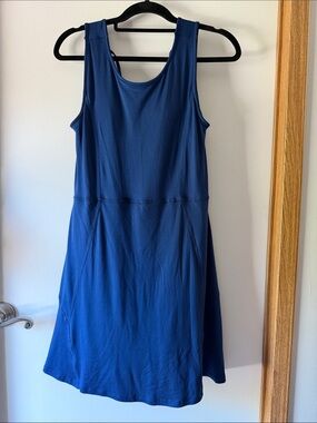 ZELOS Navy Blue Sleeveless A-Line Dress
